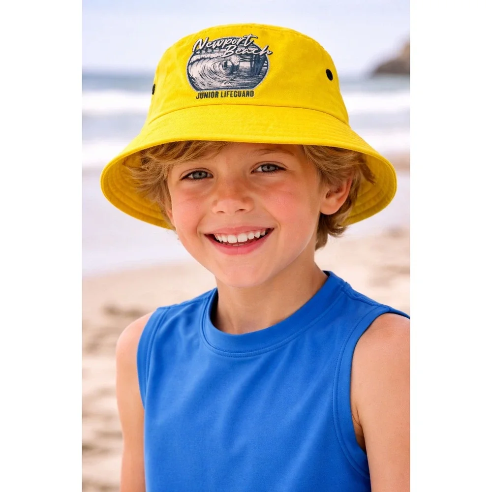 Quiksilver Newport Beach Junior Lifeguard Bucket‎ Hat Yellow L/XL AQYHA05359 NEW